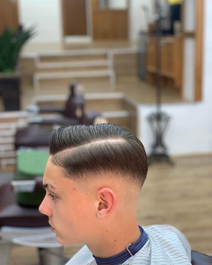 Styled haircut finish at Royal Barbers Tunbridge Wells